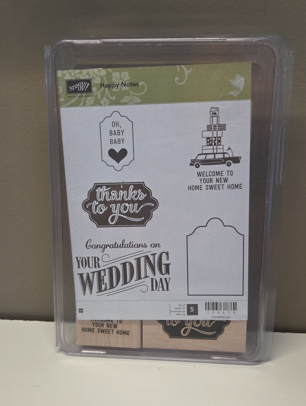 Happy Notes Wooden Stampin Up Stamp Set